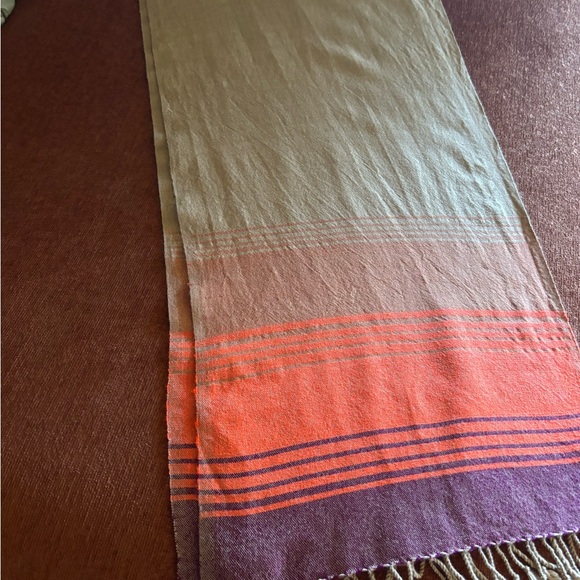 NWOT LemLem orange and tan Scarf Gauze Fringe (missing tag) - Picture 5 of 9